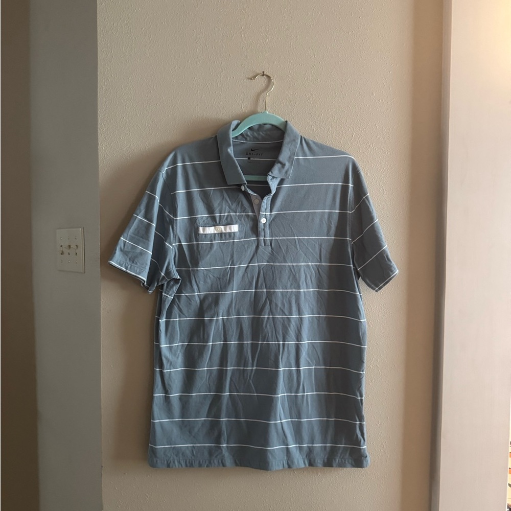 Nike Gray Polo Shirt with White Stripes
